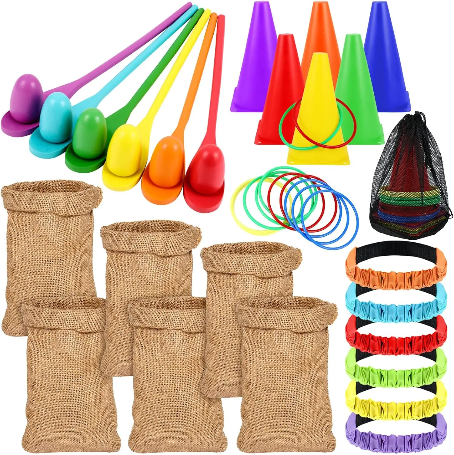 

40 Pcs Carnival Outdoor Games Set for Kids Adults, Includes Potato Sack Race Bags and More for Family Fun