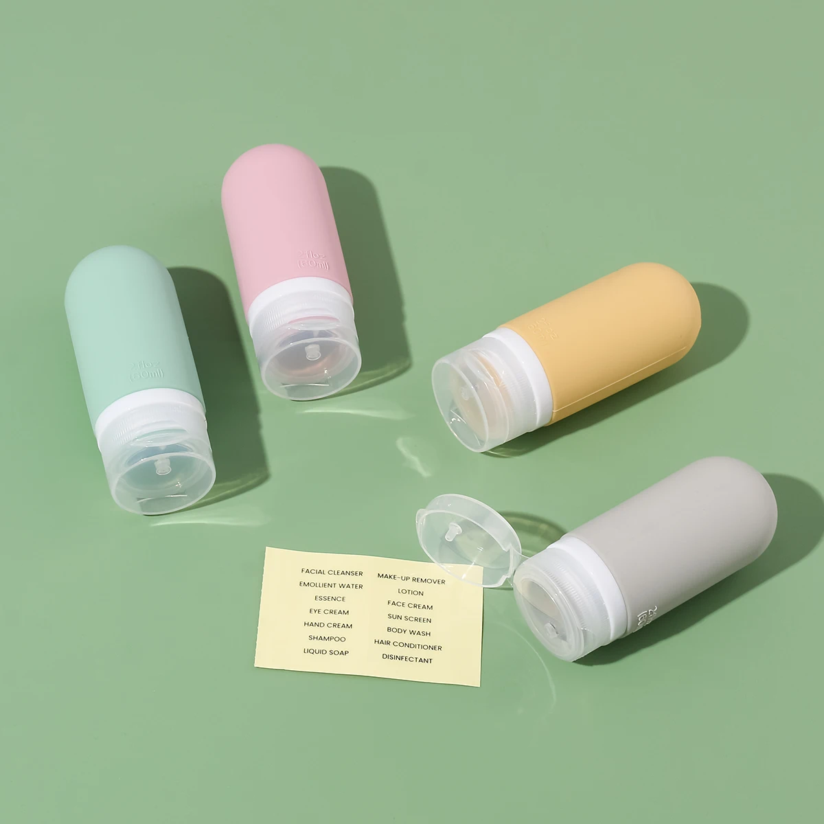 4 Stuks 2Oz/3Oz Kleurrijke Lekvrije Knijpbare Siliconen Reisflessen Set Shampoo En Conditioner Flessen Kit