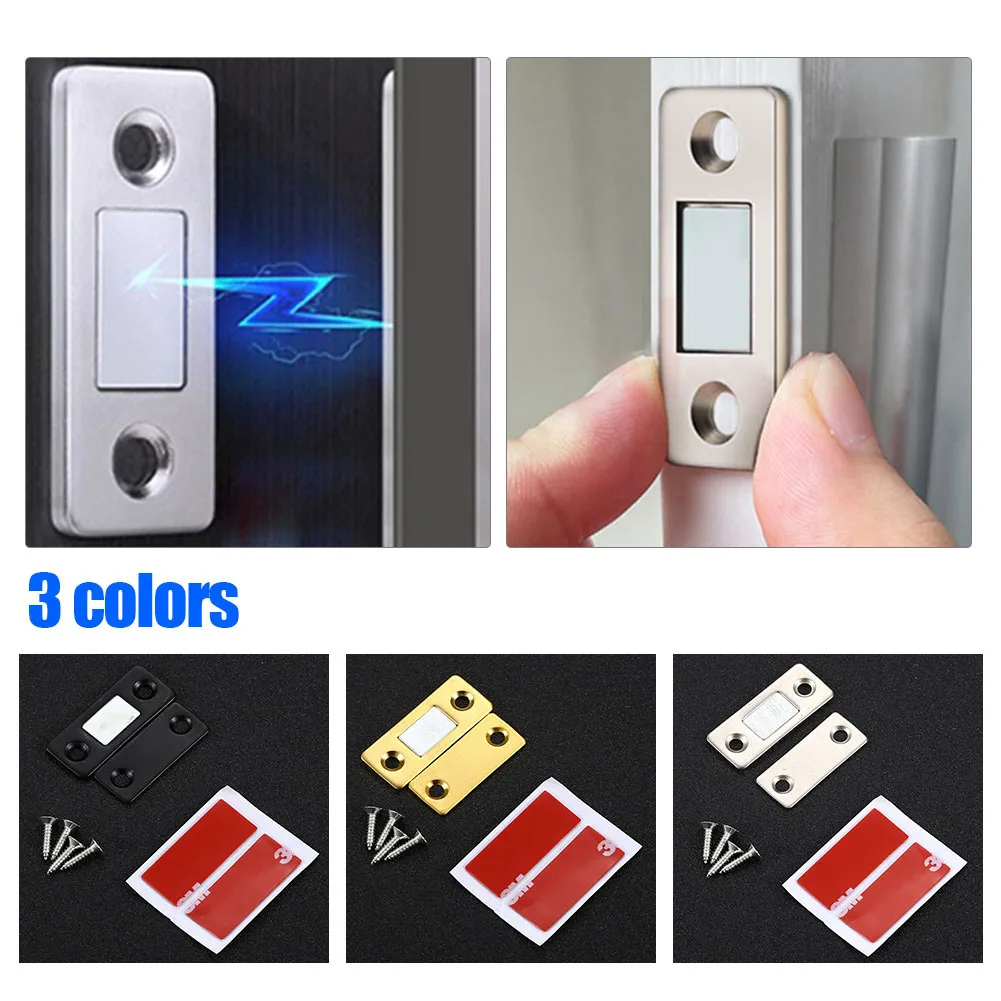 1 Set Hiding Door Catches Hole-Free Invisible Magnet Door Suction Magnetic Cabinet Closer Powerful Ultra-Thin Magnets Door Catch