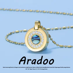 Aradoo Titanium Steel Negative Ions Pendant Necklace Abalone Shell Anti-radiation Slimming Therapy Pendant Necklace