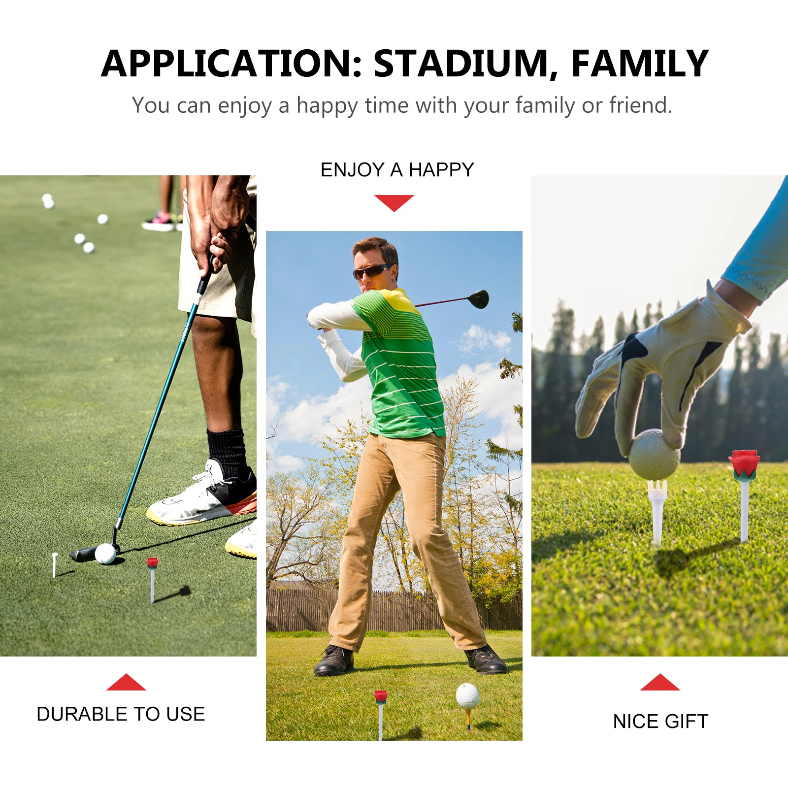 

6pcs Rose Shape Tees Practice Ball Tee Golf Training Tool Durable Plastic Golf Accessories Equipment Ball Stand Nail Holder