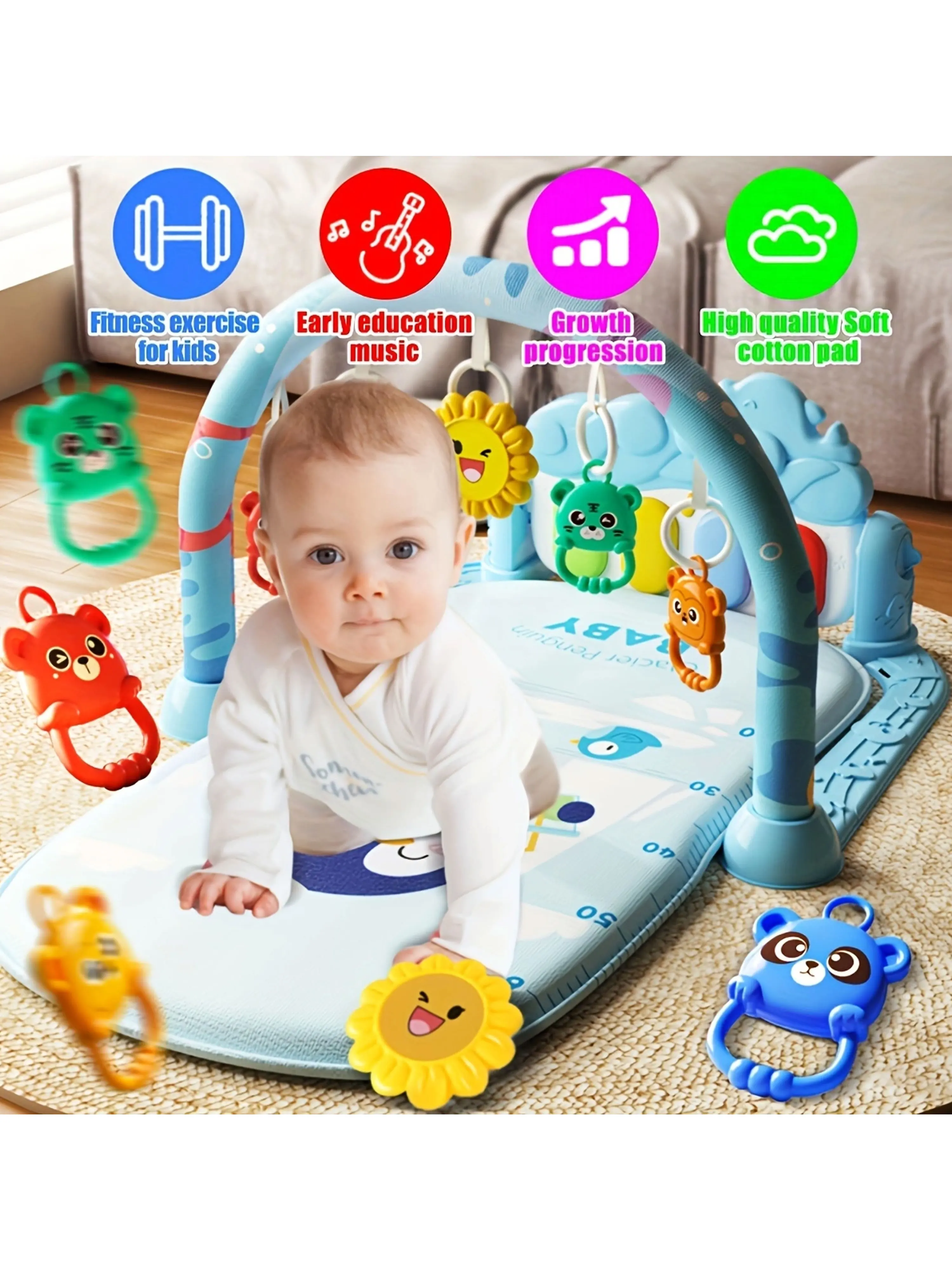 

Музыкальный забавный коврик для игрушек-пианино — мягкий спортивный коврик для детей, идеальный подарок на Рождество, день рождения, Хэллоуин