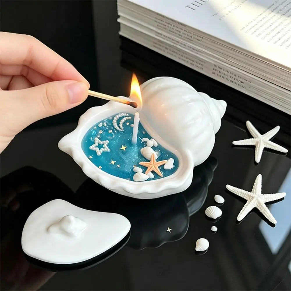 Silicone Mold Seashell Storage Container Mold Non-Stick Heat Resistant DIY Candle Mold Reusable Conch Shaped
