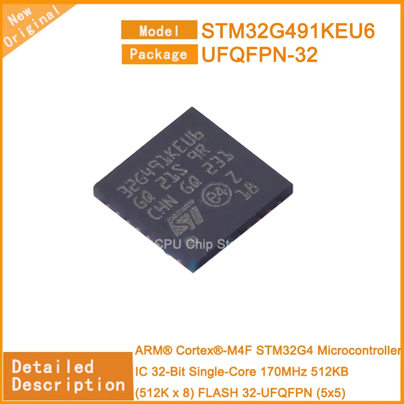 

5Pcs/Lot New Original STM32G491KEU6 STM32G491 Microcontroller IC 32-Bit Single-Core 170MHz 512KB (512K x 8) FLASH 32-UFQFPN