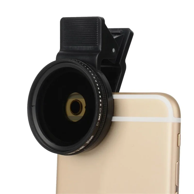 For ZOMEI 37mm Cell Phone Camera Lens Professional ND Circular Polarizer Filter ND2-400 for Xiaomi Samsung Mobile Phone WithClip