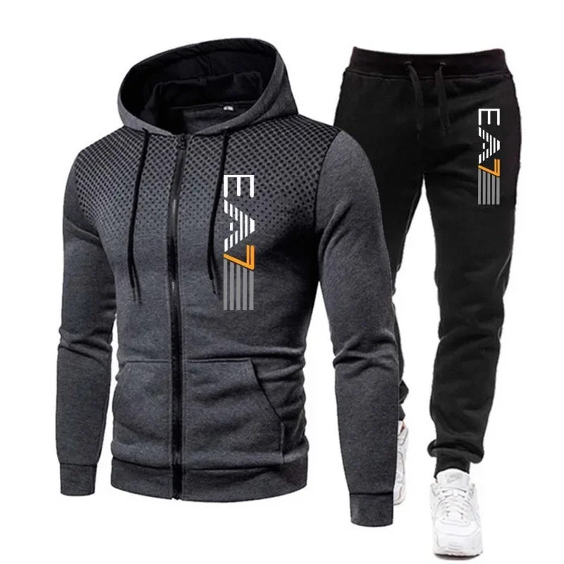 

New men's outdoor street fashion sportswear set: Hoodie + Long pants, two-piece men's sportswear, winter sportswear