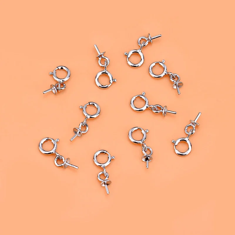 5 قطعة 925 الفضة النقية QQ زر علبة فارغة زهرة صينية الخرز قلادة من اليشم زر رئيس اليد المنسوجة مجوهرات لتقوم بها بنفسك اكسسوارات #5