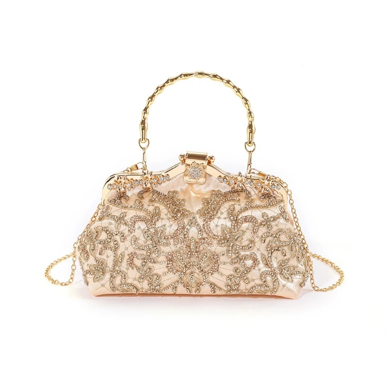 الرجعية الجديدة المطرزة مطرز النسيج محفظة فاخرة حقيبة يد نسائية النمط الصيني الزفاف عبر الكتف شيونغسام مساء حقيبة اليد #1