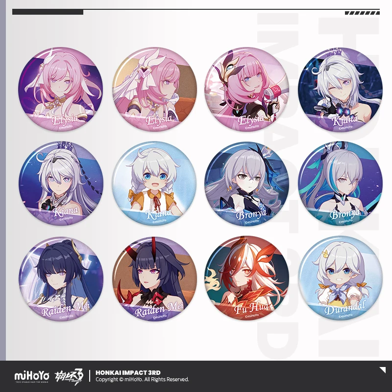 

Аниме-игра Honkai Impact 3 CG, серия Mystery Box, случайный значок Vol6 Elysia Kiana Fu Hua Bronya Baji, брошь MiHoYo, подарок