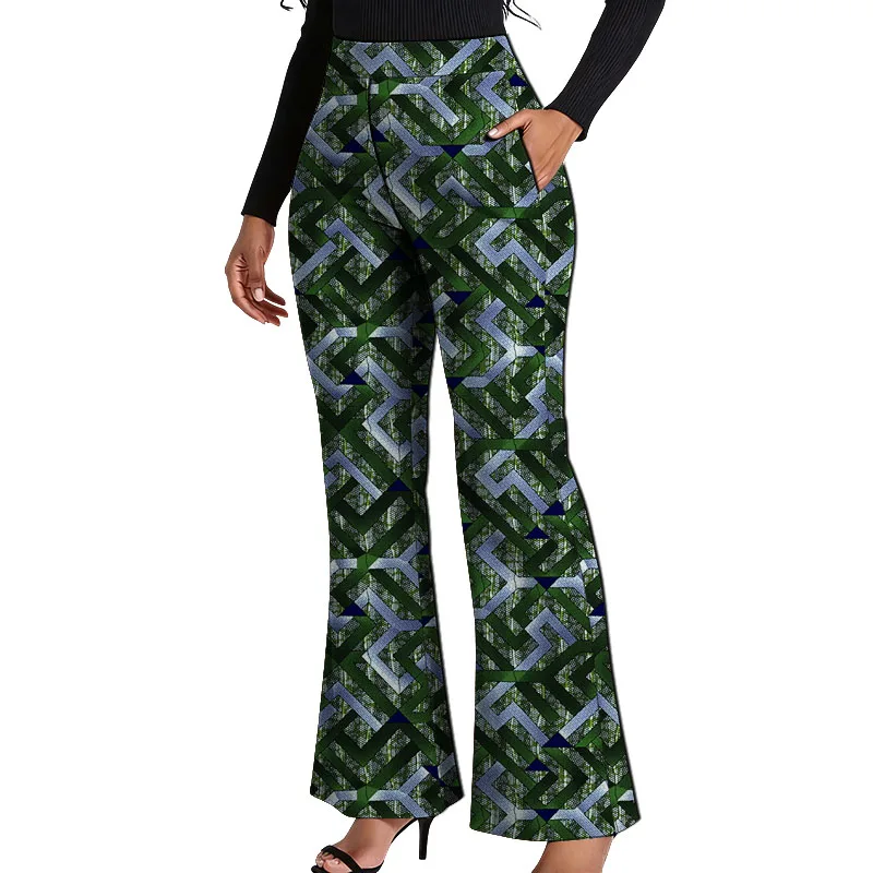 Women's Ankara Outfit Original Design Flared Pants Female African Couture Dashiki Print Bottoms Party Wear Tailored