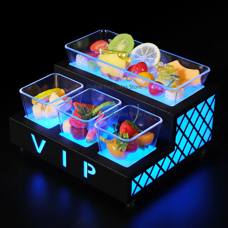 طبق تقديم صينية الفاكهة LED المربعة لكبار الشخصيات للوجبات الخفيفة مثالي لملهى الليل KTV #1