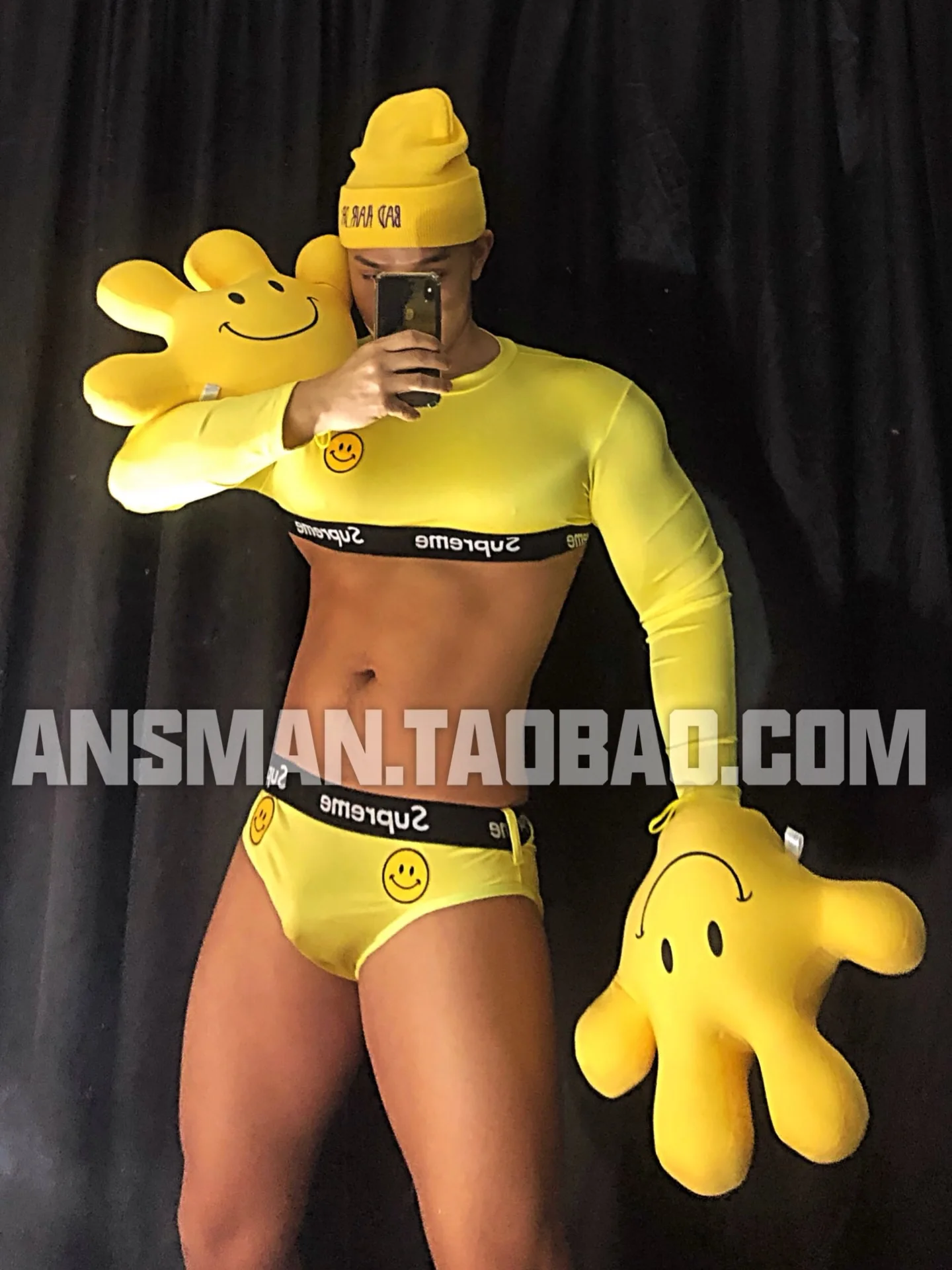 بار حفلة أداء جديد زي بار DS المرحلة مثير Gogo Show DJ الرجال والنساء الأصفر الوجه المبتسم مجموعة العلامة التجارية العصرية