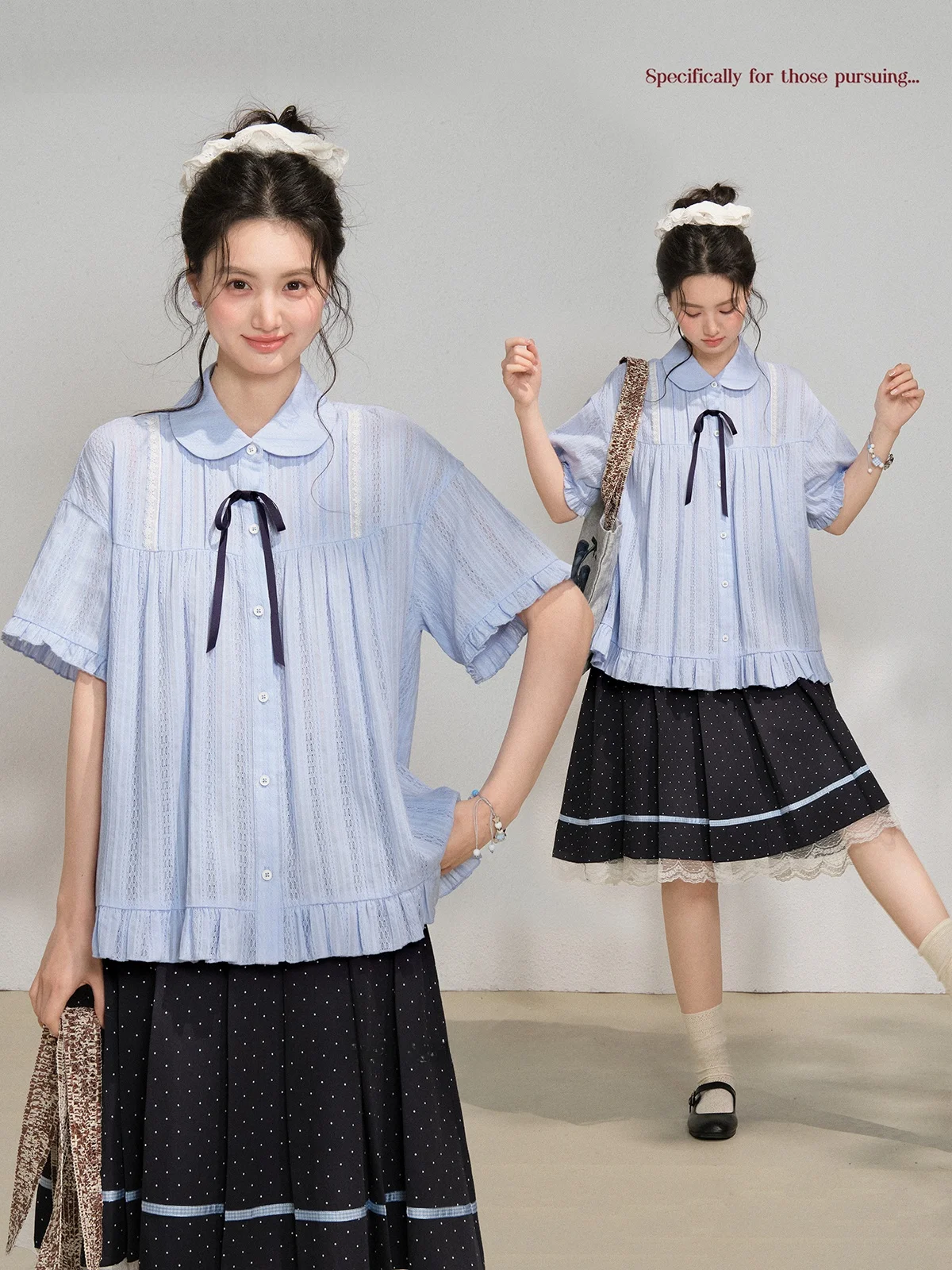 

Loose Cotton irt Spring Fre Light Blue Simple Design Big Mouth Eat Cheese Spring Clear Blue Simple Sle Loose irt