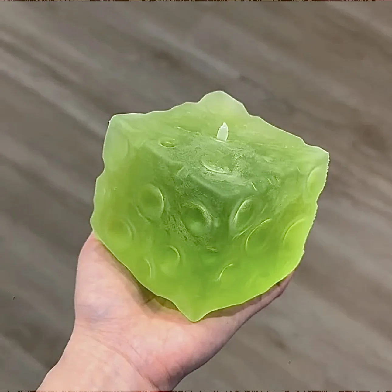 Simulated Green Ice Cube Handmade Squishy Toy, Sensory Soft Squeeze Fidget, Anxiety Relief Desk Accent for Adults Small Gift