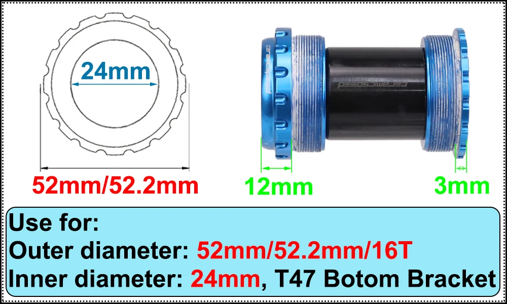 HEPPE Dual-Use-Fahrrad T47 Tretlager Installations- und Entfernungsschlüssel T47 BB Reparaturwerkzeug für 16T T47 Ceramicspeed BB Reparatur – Detail 3