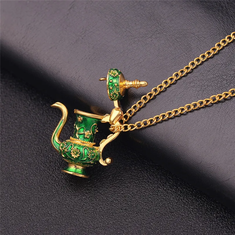 Enamel Tea Cups Jewelry Necklace on the Neck Temperament Long Pendants and Necklaces Turkish Copper Mug Costume Decoration Women