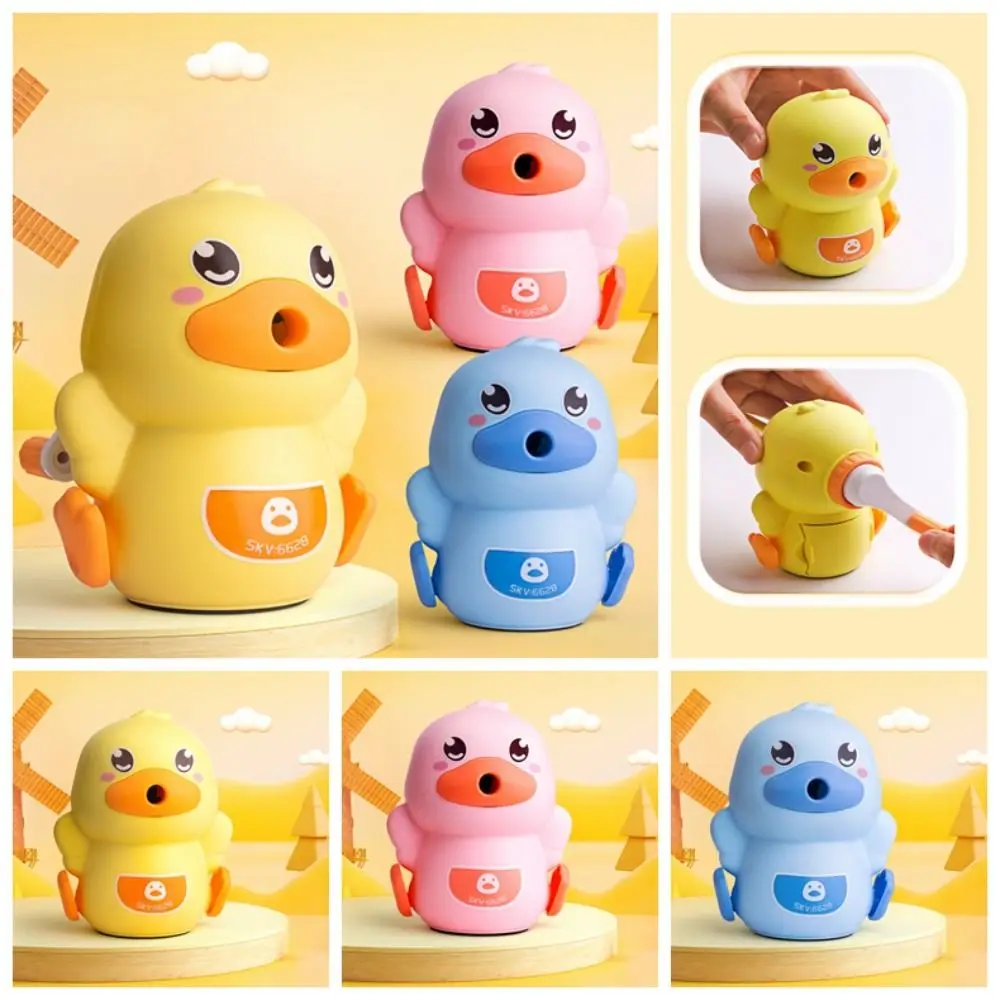 Imagem -03 - Kawaii Duck Pencil Sharpener para Crianças Manivela Manual Cortador de Lápis Papelaria Coreano Material Escolar e de Escritório Presente