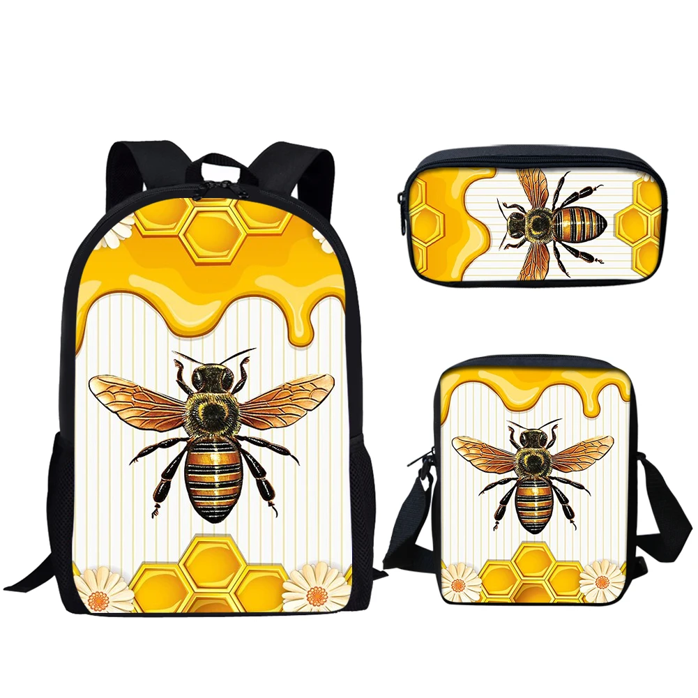 

Belidome Print 3Set School Bgs Bee Bookbag for Teen Boys Girls Casual Backpack for Primary Student Schoolbag Mochila Infantil