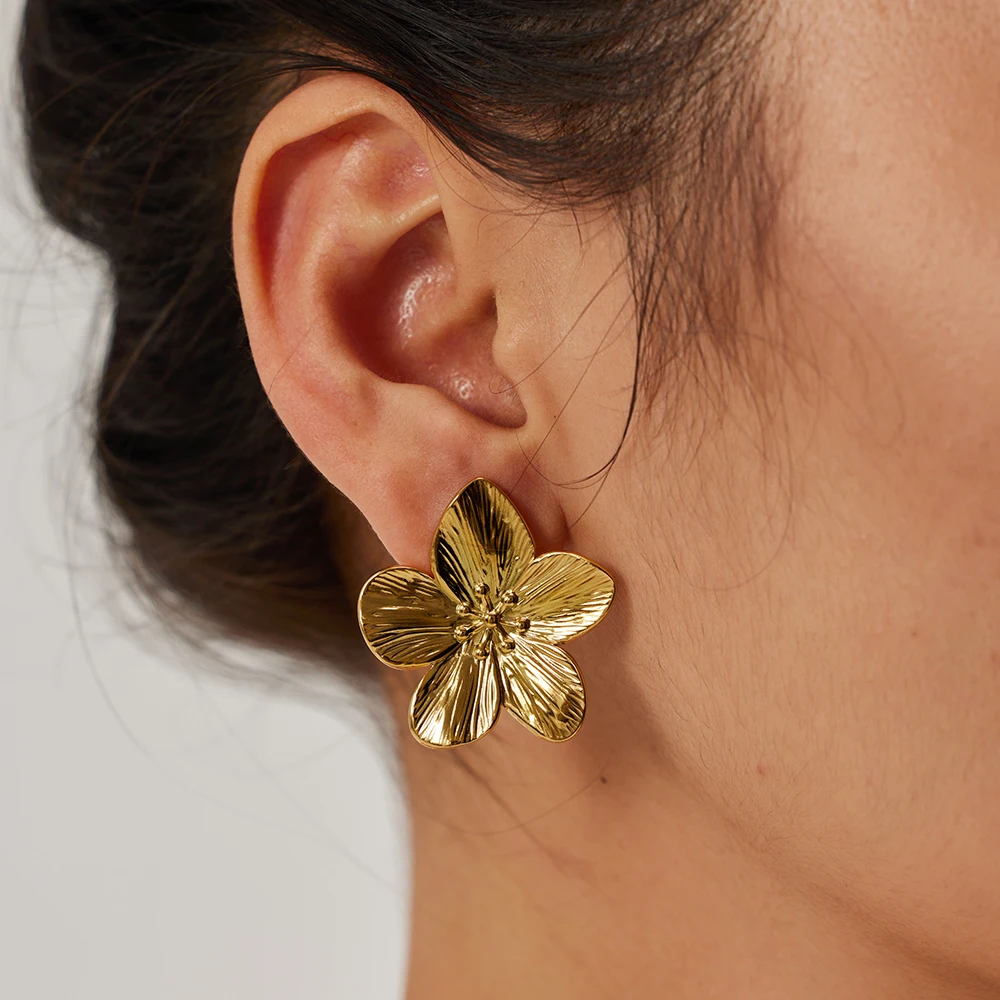 New Trendy Stainless Steel Butterfly Stud Earring Charm 18K Gold Plated High Quality Statement Waterproof Jewelry Gift