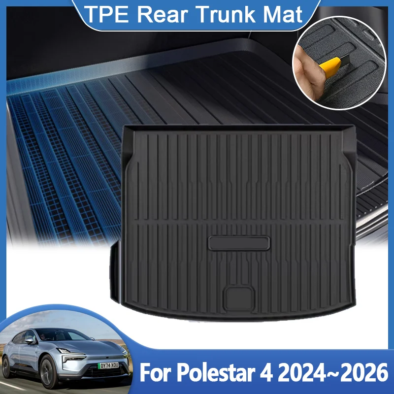 

Car Trunk Mat For Polestar 4 2024 2025 2026 Anti-dirty Waterproof Trunk Cargo Pad TPE Rubber Liner Carpet Tools Auto Accessories