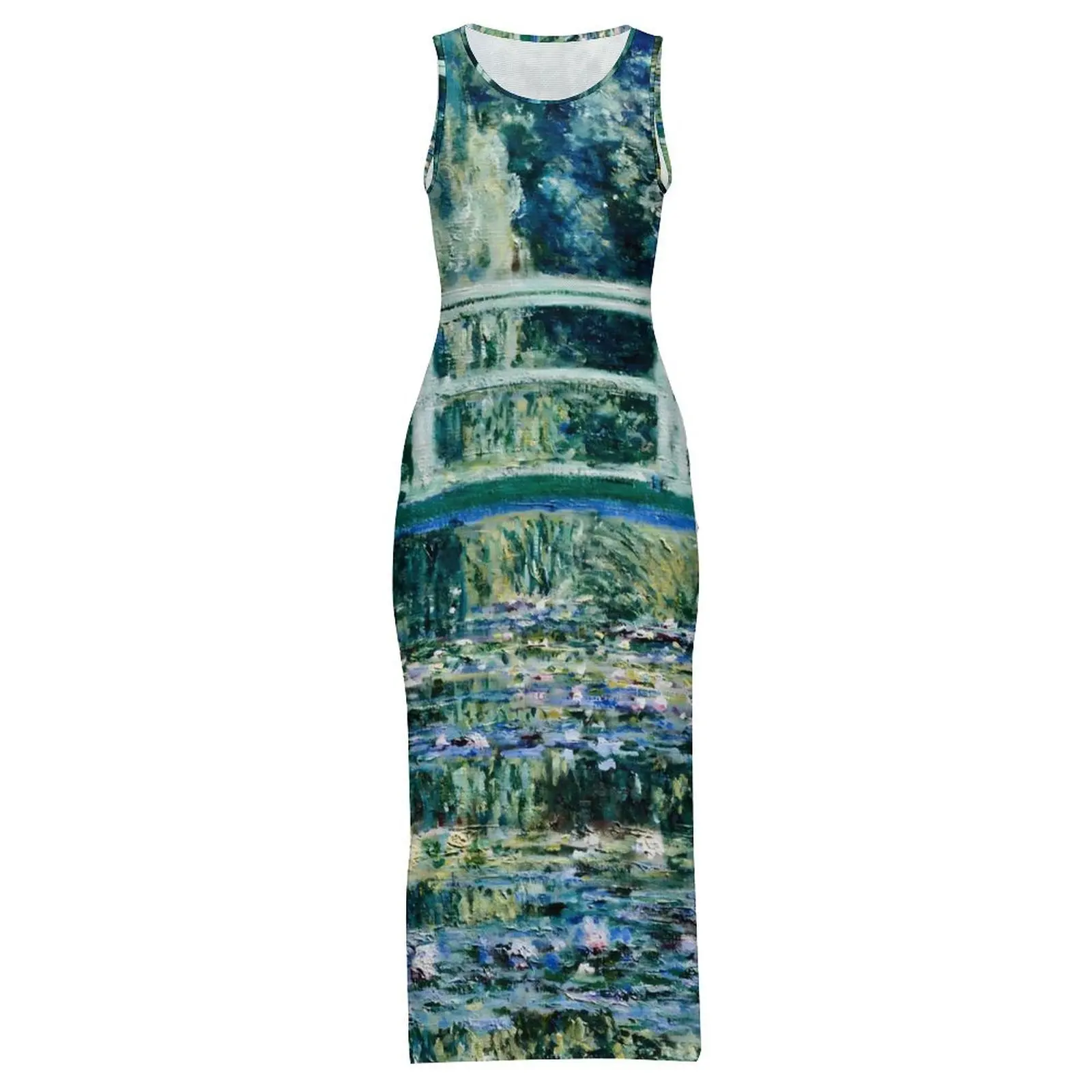 Water Lily Dress Sleeveless Claude Monet Streetwear Maxi Dresses Modern Bodycon Dress Women Design Oversized Clothes