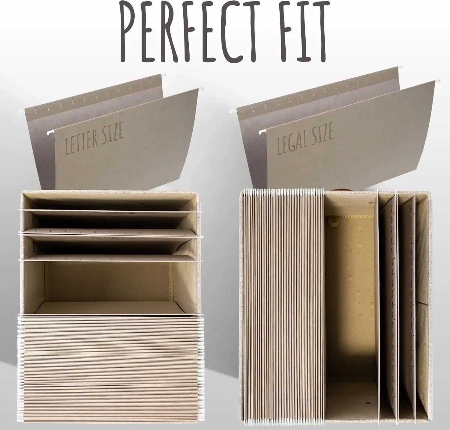Collapsible File Organizer Box Set of 2 with Handles and Lid for Hanging Files, Portable Fabric Storage for Legal and Letter view 5