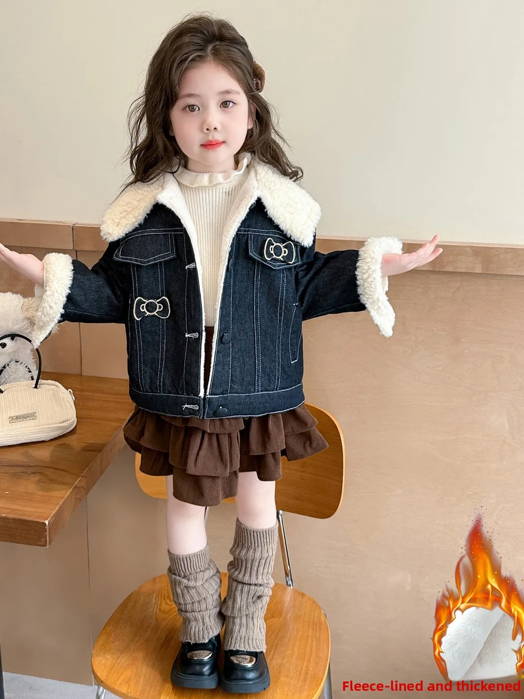 

Тонкий джинсовый джинсовый джинсовый джинсовый воротник для девочек, новинка 2025, модный топ для маленьких детей, качественный хлопок