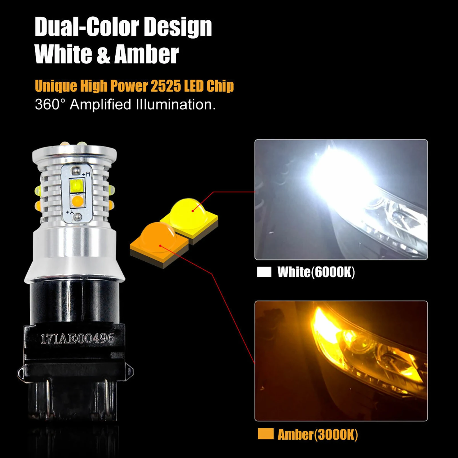 2Pcs LED Turn Signal Lights Switchback 3157 Dual Color White Amber LED Bulbs Car Accessory For Chevrolet Silverado 1500 L3157ALL