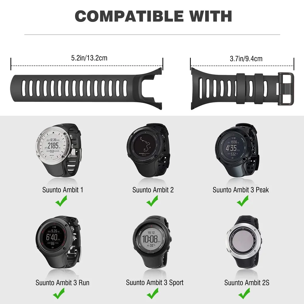 YAYUU Strap For Suunto Ambit 1/Ambit 2 2R 2S/Ambit 3, Silicone Bracelet Replacement Band For Suunto Ambit 3 Sport/3 Run/3 Peak