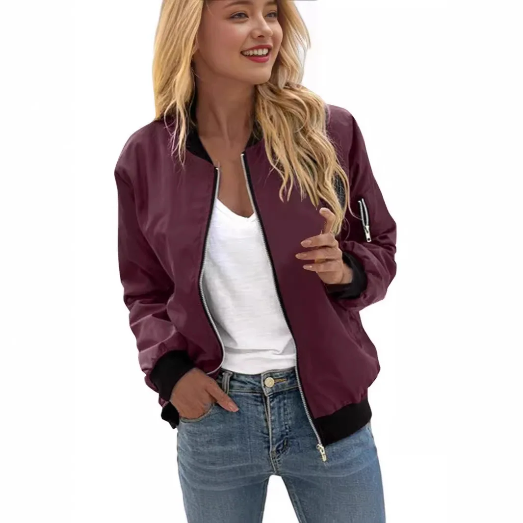 Casual Jackets for Women 2025 Autumn New Arrival Solid Color Ladies Fashion Zipper Outer Baseball Jacket