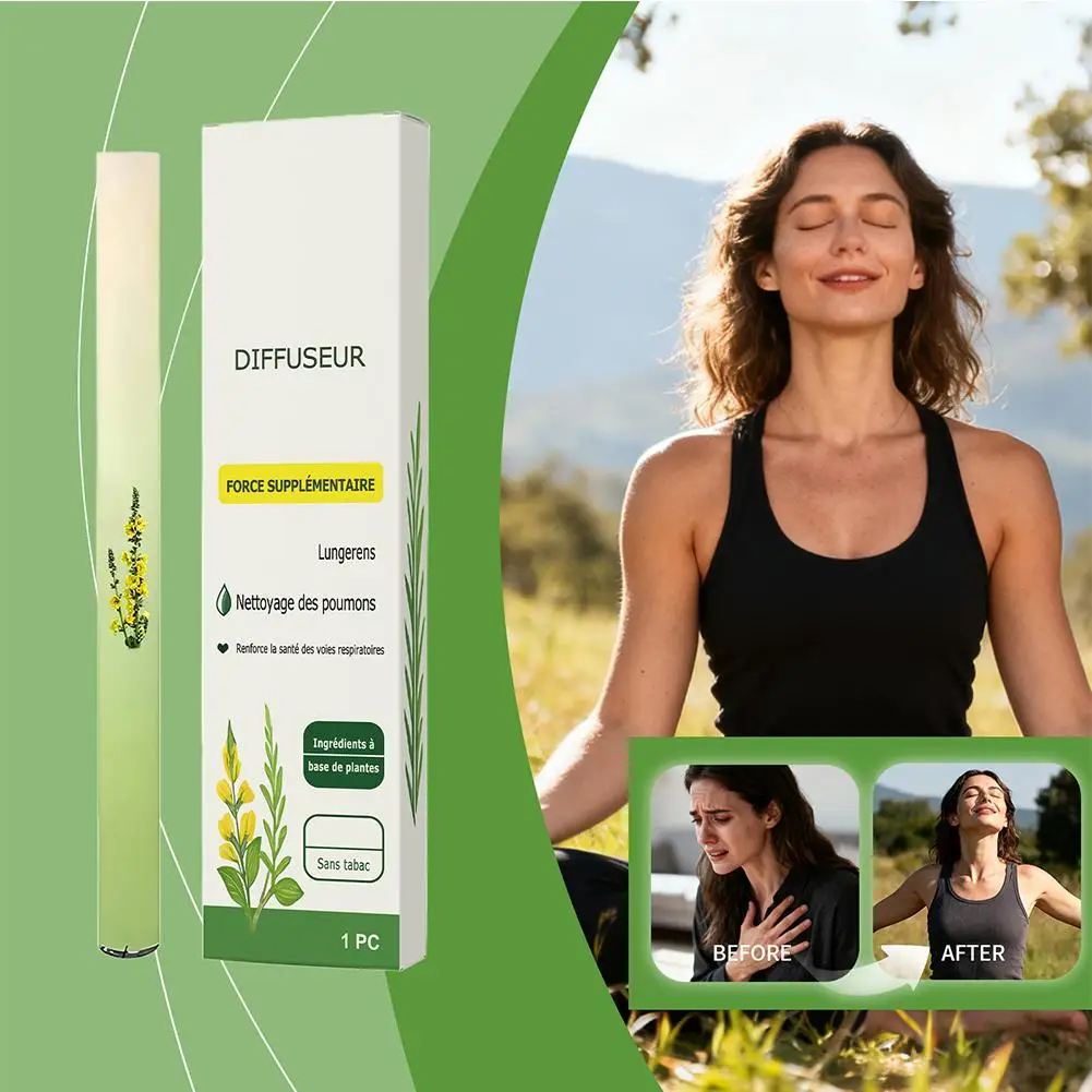 Lung Cleansing Diffuser Stick Natural Plant Extracts Menthol Mullein Thyme for Respiratory Health Clear Lung Sputum Relieve B2X0