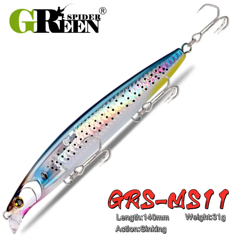 غرينسبايدر-غرق الصيد إغراء ، طويلة صب المياه المالحة الطعوم الصلبة ، قلم رصاص ، المشتركة لمياه البحر والمياه العذبة ، 140 مللي متر ، 31g #1