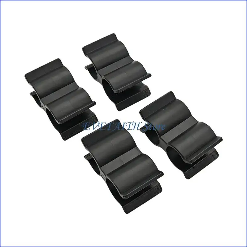 124B Marine Tube Mounting Clip Set Black Nylon Double Pipe Clamp for 7/8 to 1inch Diameter Tube Boat Hardware and Line Use