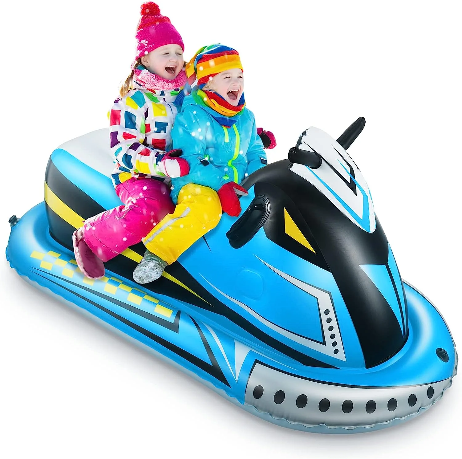 

New Multiple Color Funny Snow Car Inflatable Toboggan Customized Motorboat Shape Winter Sled Tubes