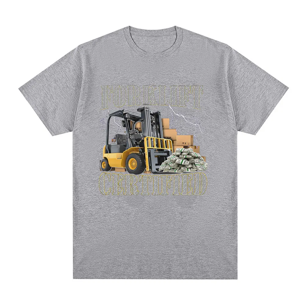 Funny Forklift Certified Operator Print T-Shirt Men Vintage Fashion Short Sleeve T-shirts Cotton Casual Cozy Oversized T Shirts