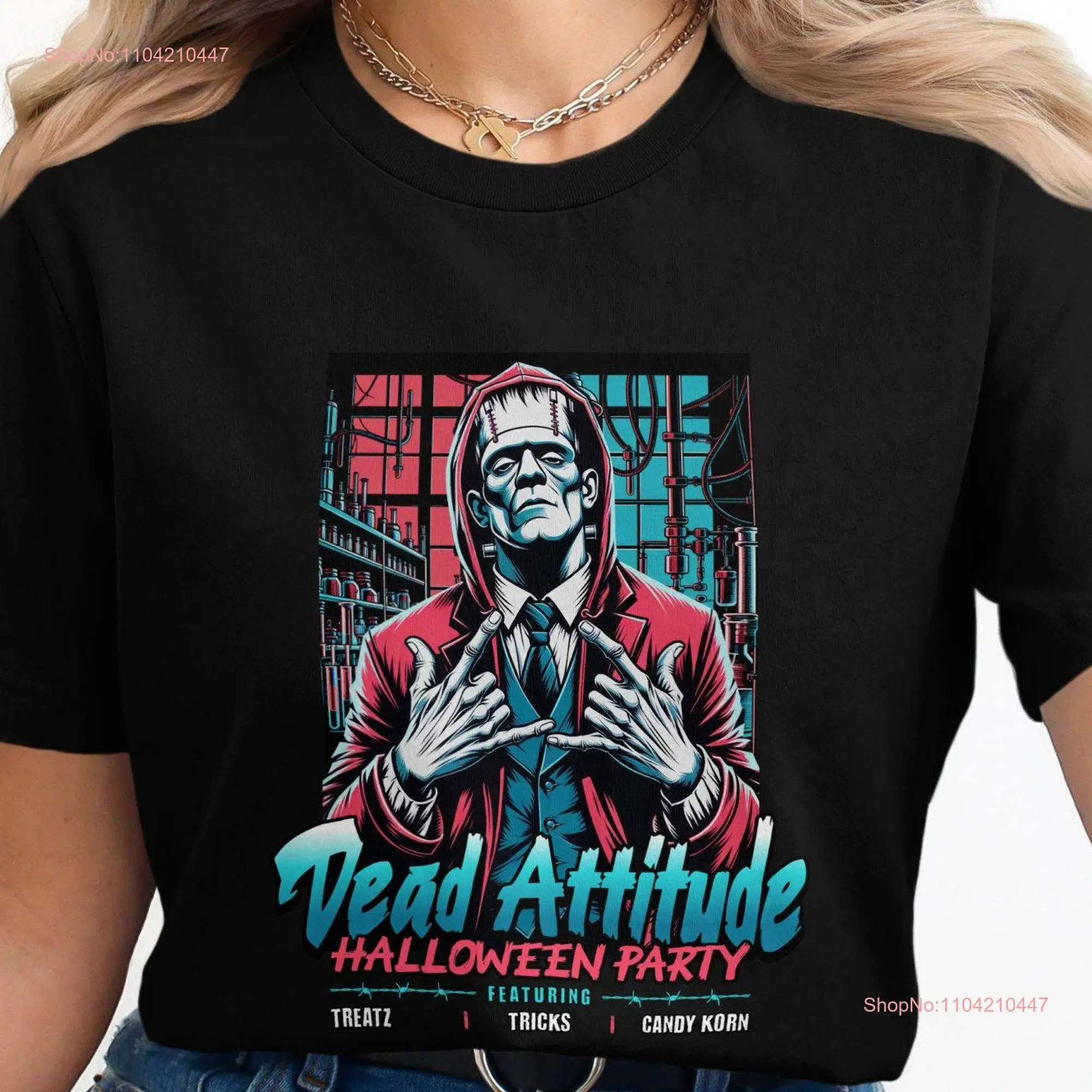 Dead Attitude Halloween Party T Shirt Featuring Treatz Tricks Candy Korn Spooky Fun Apparel gift for them