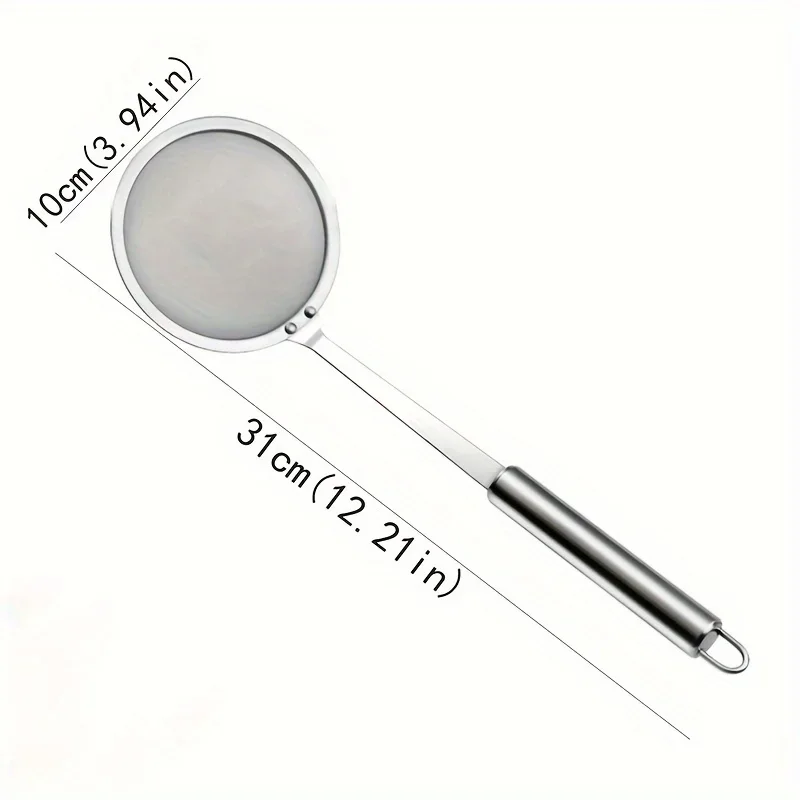 قطعتان من مغرفة مصفاة شبكية دقيقة من الفولاذ المقاوم للصدأ عالية الجودة للوعاء الساخن - مثالية لإزالة الدهون والرغوة في المطبخ