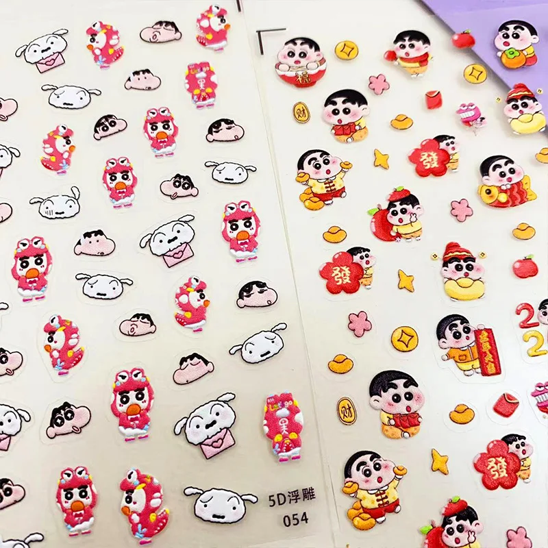 Crayon Shin-chan Cute Cartoon Stickers Kawaii Periphery Toy Adorkable Trunk Notebook Hand Account Decorate Lovely Nail Patches