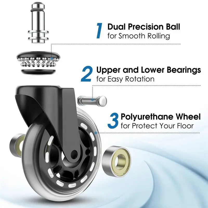 -[33A Tvdae] Office Chair Wheels, Office Chair Wheel Replacement For Work & Gaming Chair, Heavy Duty And Safe