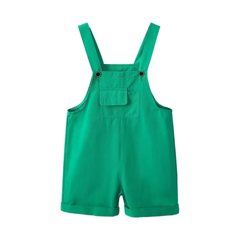 Simple Style Children's Summer Overalls Shorts Boys and Girls Universal Solid Color Overalls Kindergarten Performance Costumes