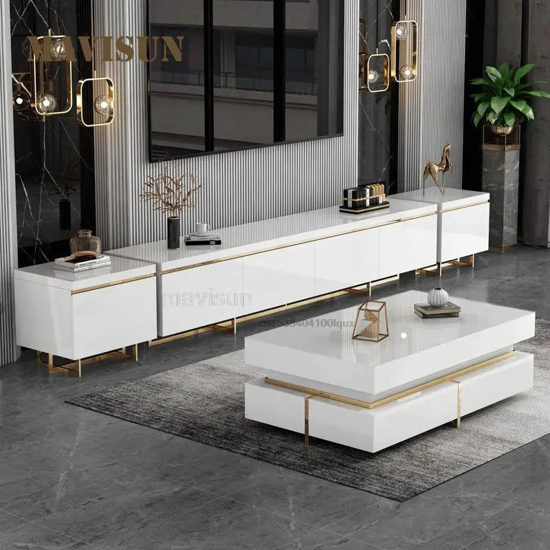 Modern Furniture For Home High-End Living Room Center Table And TV Cabinet Set Simple Luxury Loft Coffee Table Family Used