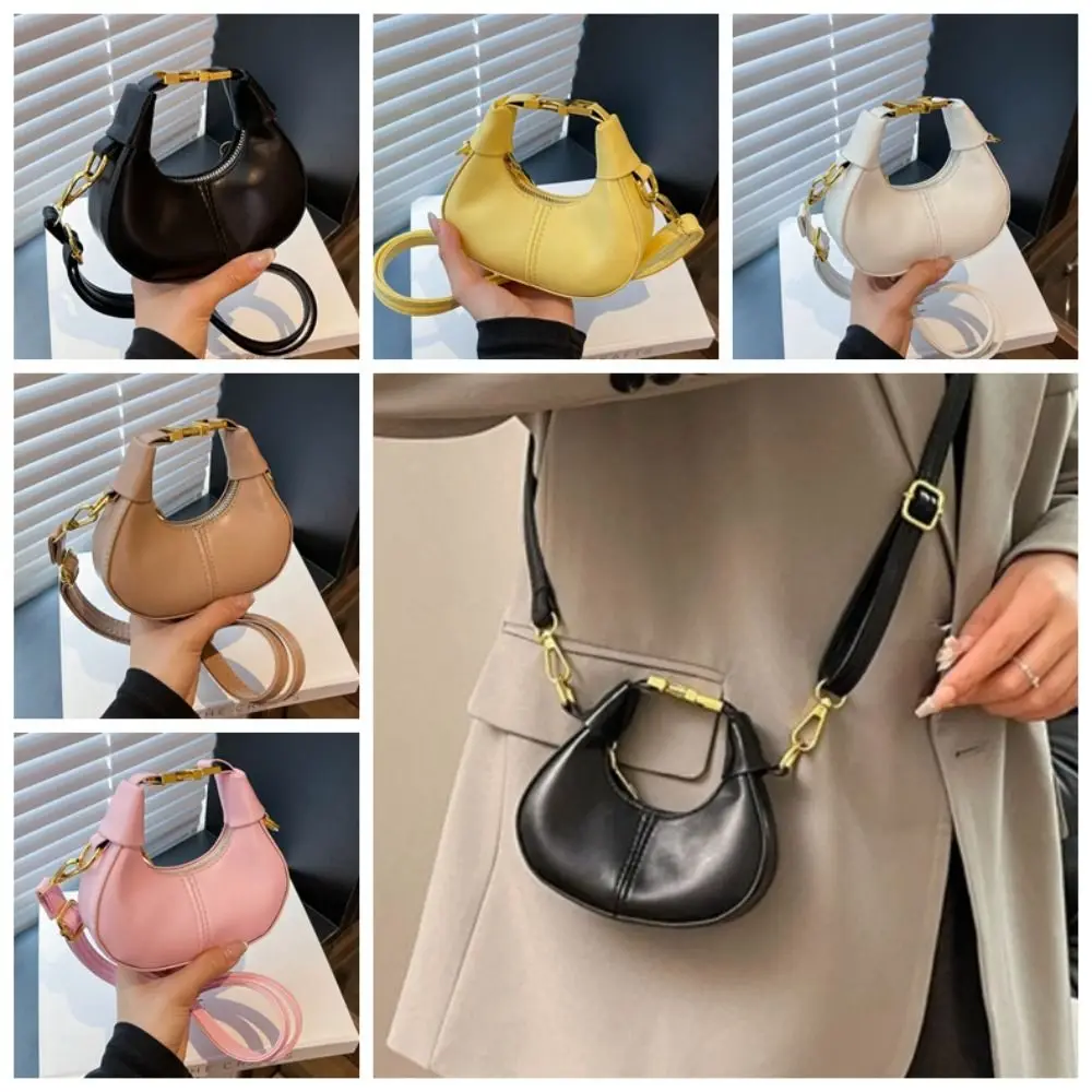 

Elegant Y2K Pu Leather Handbag Solid Color Minimalist Style Crossbody Bag Coin Purses Single Shoulder Crescent Bag Daily