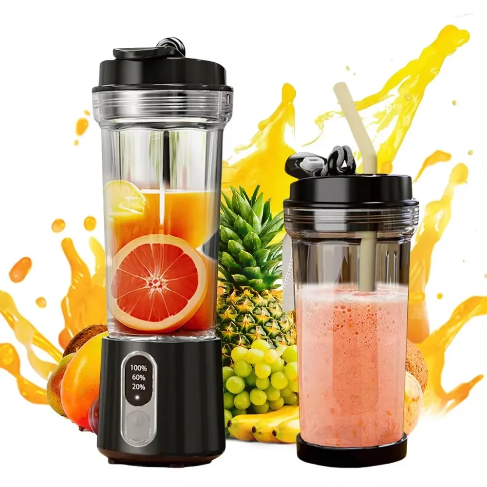 New Portable Blender with Digital Display Electric Fruit Mixer 4000mAh USB Rechargeable Juicer Cup with 4 Extended Cyclone Blade