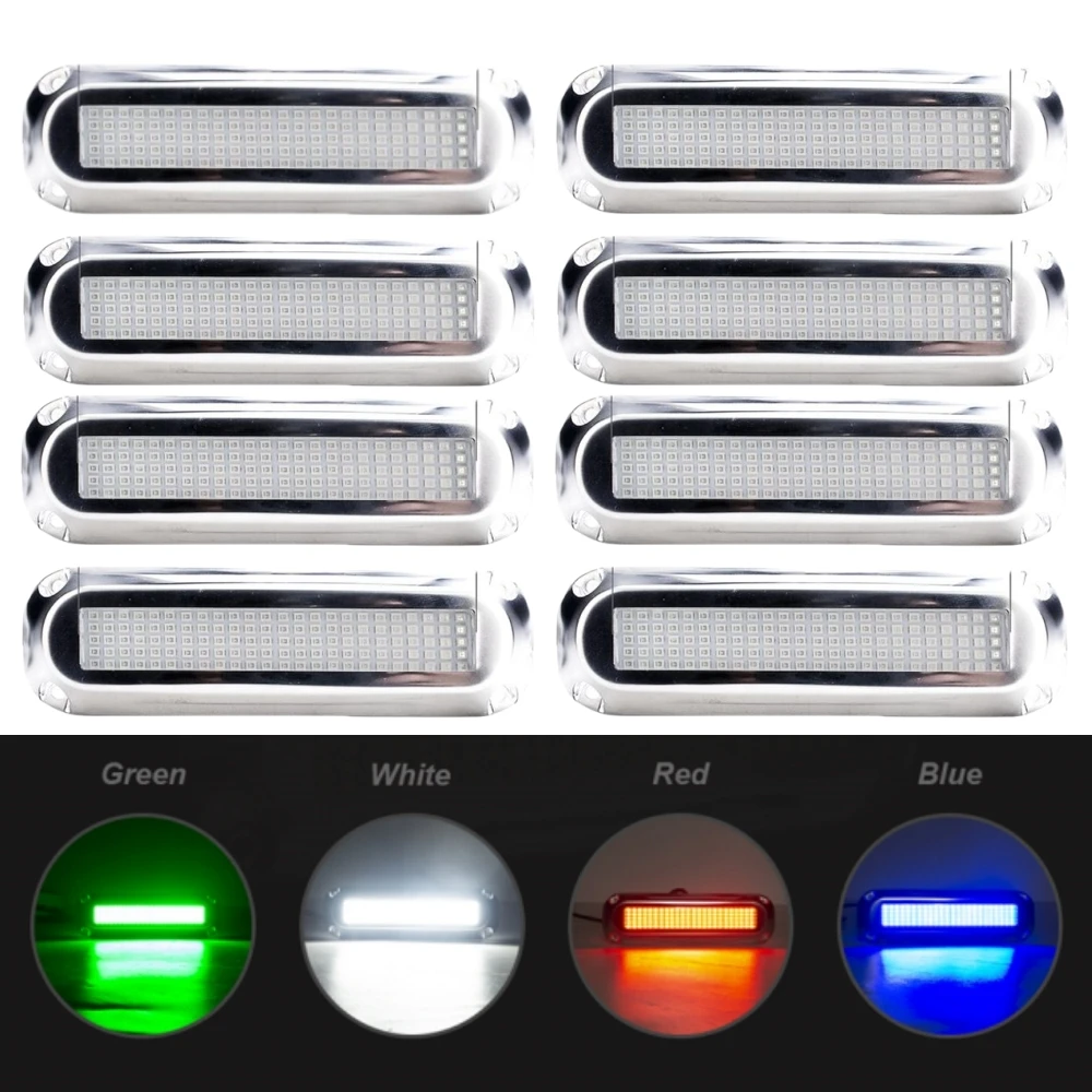 8PCS Navigation Boat Lights 120LED Underwater Lights Submersible 12v/24v Led Waterproof Yacht Marine Accessories Boats Lighting