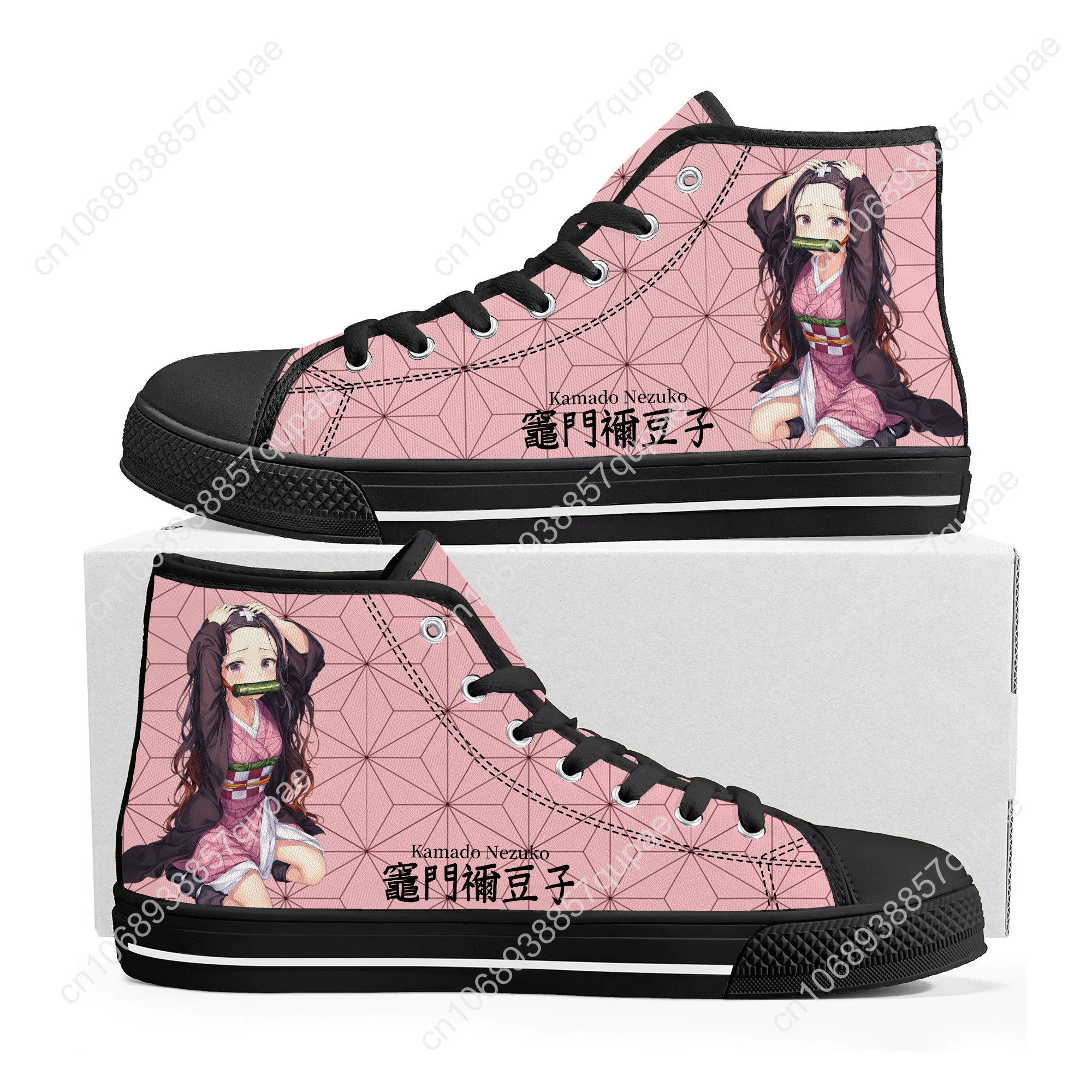 

Kamado Nezuko Cartoon High Top High Quality Sneaker Men Women Teenager Canvas Sneaker Casual Custom Made Shoe Customize DIY Shoe