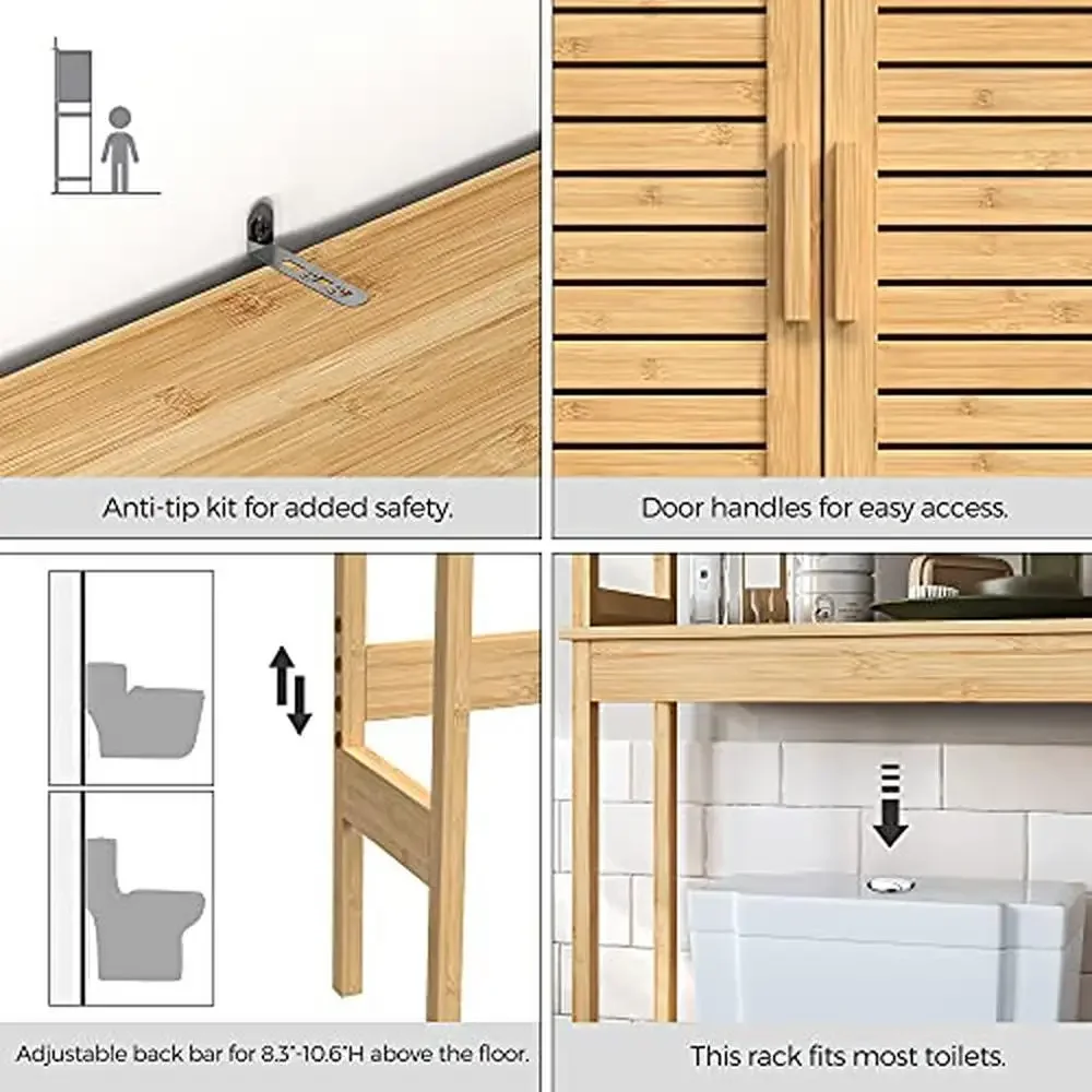 Bathroom Storage Organizer Adjustable Shelf Over Toilet Cabinet Space-Saving Rack Shelf Rack