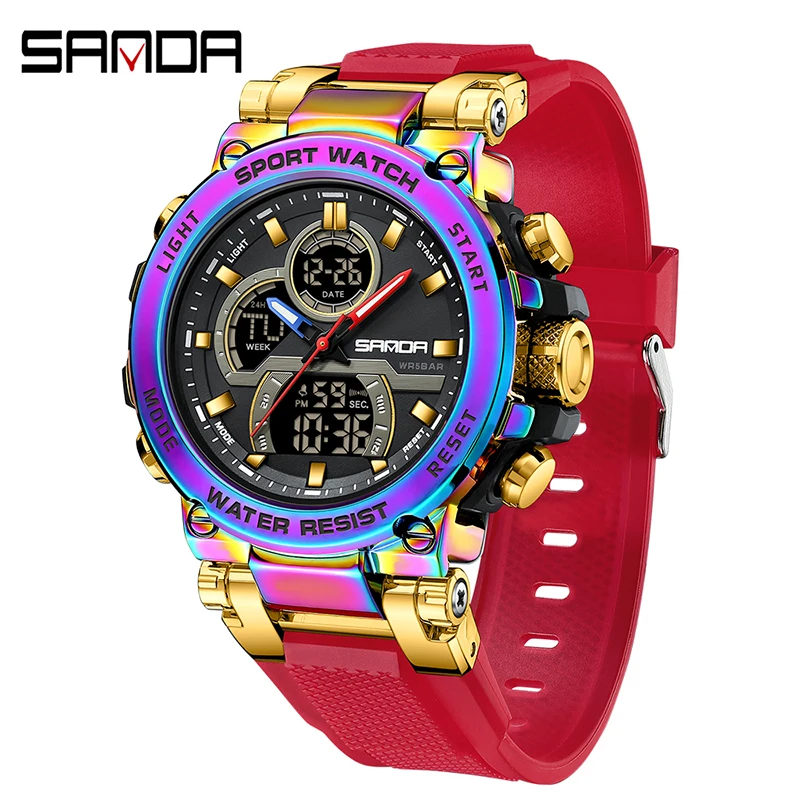 

SANDA 6183 New Fashion Outdoor Sport Men Multifunction Watches Alarm Clock Chrono 5Bar Waterproof Digital Watch reloj hombre