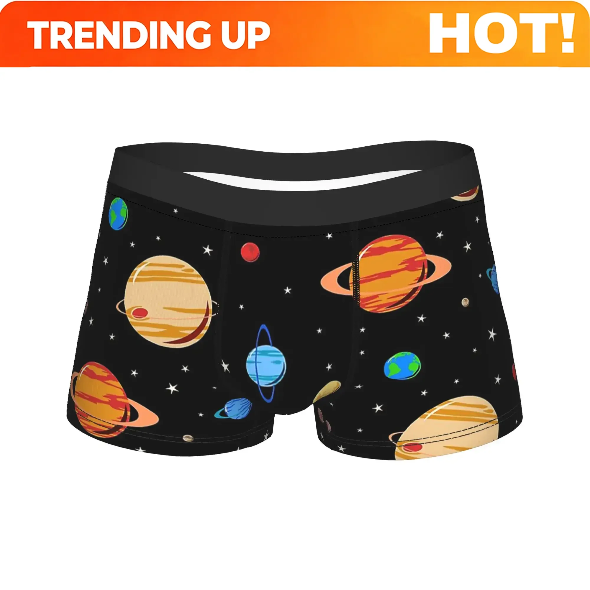 Customization Men Cute Planets Long Underwear Venus Space Funny Boxer Briefs Shorts Panties Male Mid Waist Underpants Plus Size