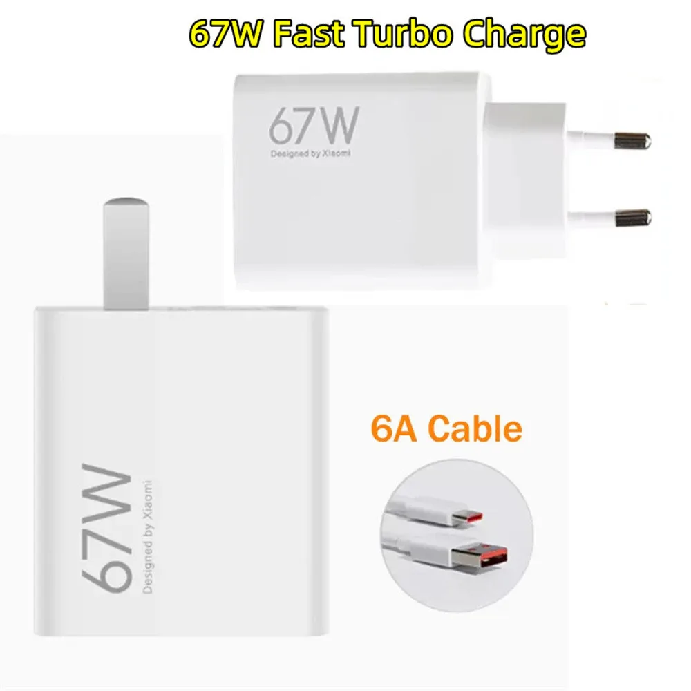 Xiaomi 67W EU US Super Turbo Fast Charger Power Adapter Type C Cable For Mi 13 12 11 Poco X7 X6 F3 Redmi Note 9T 11S 11 10 13 14
