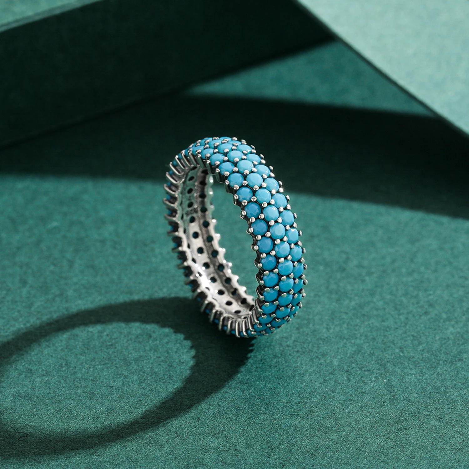 MODIAN Genuine 925 Sterling Silver Luxury Turquoise Finger Rings For Women Vintage Retro Bohemian Style Rings Fine Jewelry Anel